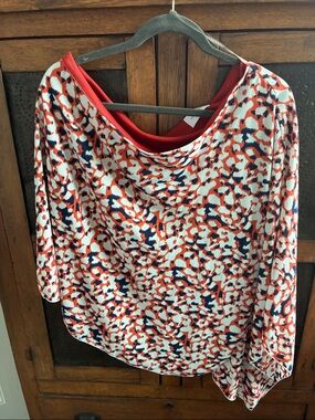 Women’s Orange & Navy Printed Top